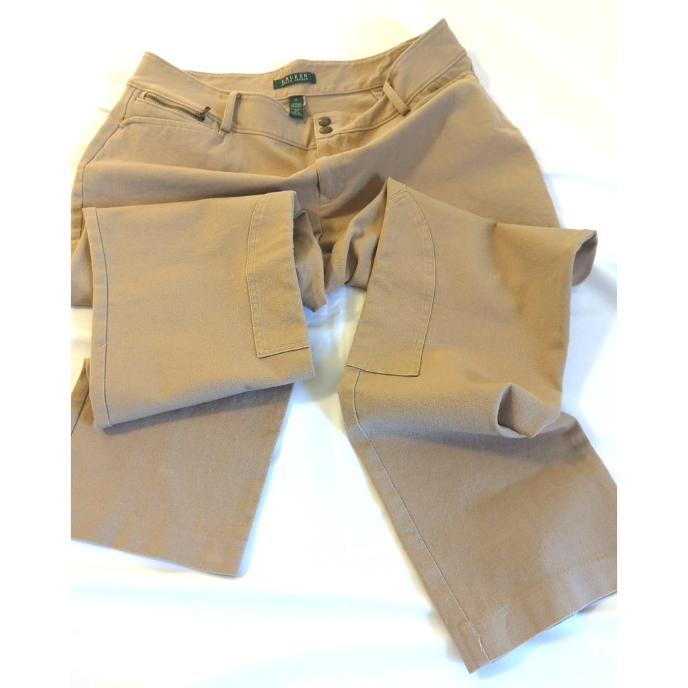 LRL Ralph Lauren Riding Pants 14 Tan Pockets Equestrian Timeless Western Flair
